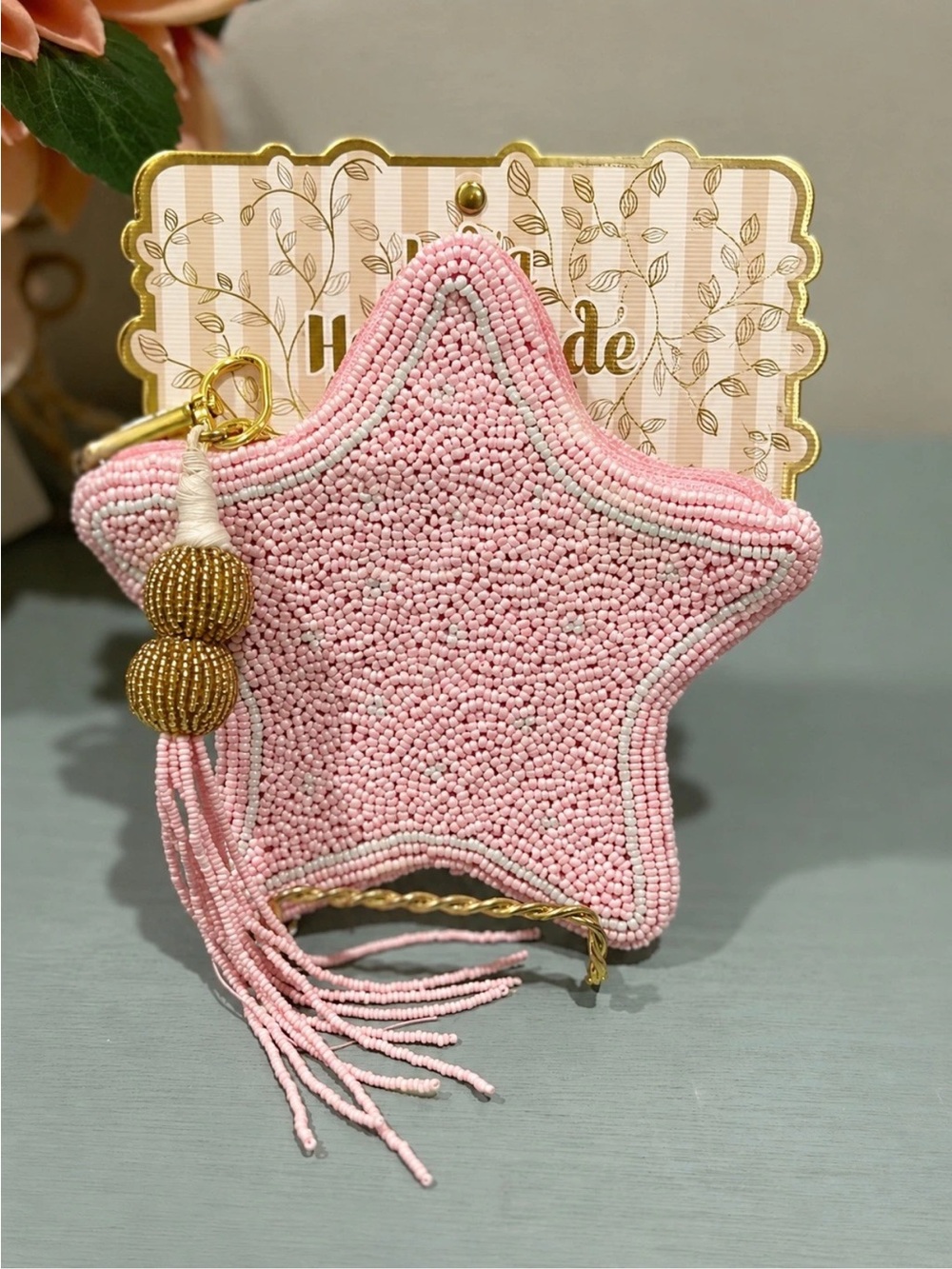Viral New Release Pink Star Beaded
Coin Pouch Handmade India Cute